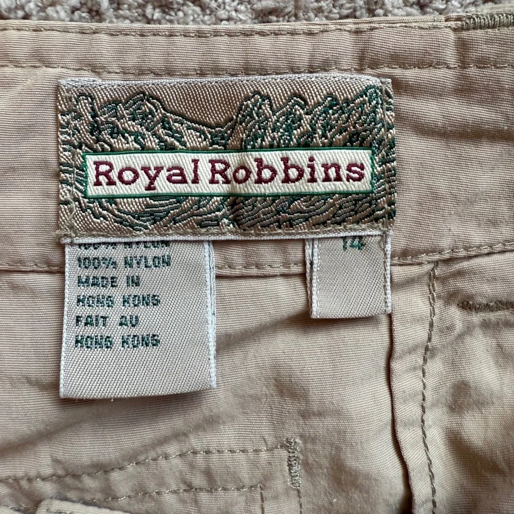 Royal Robbins Womens Khaki Nylon Hiking Shorts Tan Outdoor Trekking Size 14‎